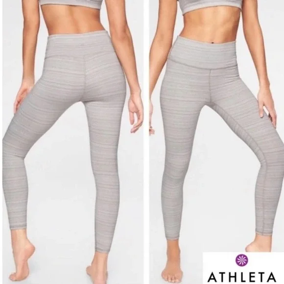 ATHLETA High-rise Jacquard Chaturanga Leggings | Light Gray | Textured | Size-S - Picture 2 of 11